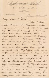 127. Alex Marshall to Magdalen Elizabeth Wilkinson Marshall (nee Keith) -- June 30, 1888