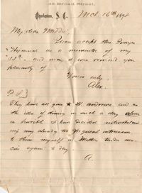 108. Alex Marshall to Magdalen Elizabeth Wilkinson Marshall (nee Keith) -- Mar. 16, 1878