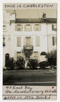 Survey photo of 97 East Bay Street with later notes