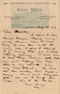 119. Alex Marshall to Magdelen Elizabeth Marshall (nee Keith) -- Aug. 16, 1893