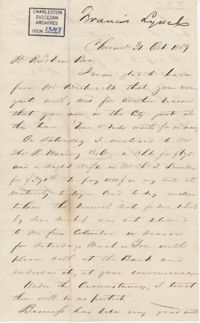 084. Francis Lynch to Bp Patrick Lynch -- October 31, 1859