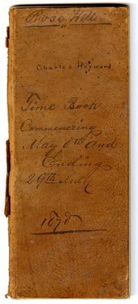 Rose Hill, Charles Heyward, Time Book, Commencing May 8th and Ending 29th July, 1878