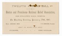 Boston and Providence Railroad Relief Association Annual Ball Ticket