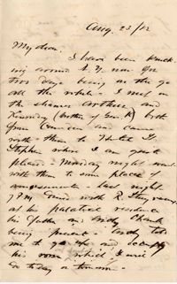 133. Alex Marshall to Magdalen Elizabeth Wilkinson Marshall (nee Keith) -- Aug., 23 1882
