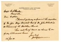Letter from John D. Cappelmann to Capt. C.G. Ducker