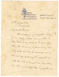 Letter from Dr. Jacob S. Raisin to Thomas J. Tobias, August 26, 1915
