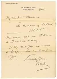 Letter from Dr. Barnett A. Elzas to Dr. Jacob S. Raisin, March 16,1916