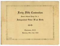 Independent Order Bnai Brith Convention Program, January 1919