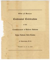 KKBE Centennial Celebration Program, November 1924
