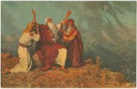 Moses betet für den Sieg Israels über die Amalekiter