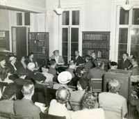 Book discussion at Main Library, 1949