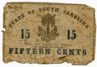 The Bank of the State of South Carolina Fifteen-Cent Note
