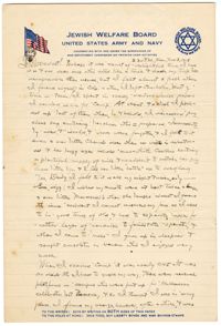 Letter to Jane L. Raisin from Jacob S. Raisin, November 3, 1918
