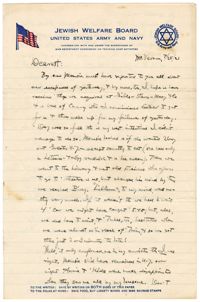 Letter to Jane L. Raisin from Jacob S. Raisin, July 28, 1921