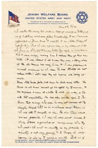 Letter to Jane L. Raisin from Jacob S. Raisin, August 1, 1921
