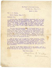 Letter to Jacob S. Raisin from Martina E. Hickey, March 8, 1915