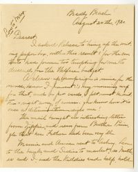 Letter to Jacob S. Raisin from Jane Lazarus Raisin, August 24, 1920