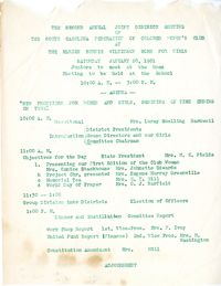Agenda for the Second Annual Joint District Meeting of the South Carolina Federation of Colored Women's Clubs, January 28, 1961
