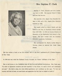 Mrs. Septima P. Clark biography