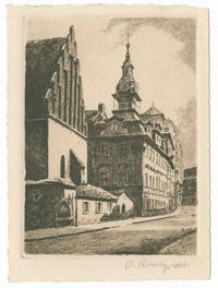 Praha, Staronová synagoga a židovská radnice / Prag, Altneu-Synagoge u. jüdisches Rathaus