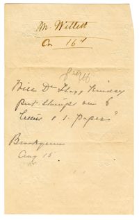 Letter from M. Willet to Dr. Joshua W. Flagg and Rice Farming Data