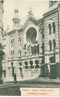 Prag. - Kaiser Franz Josefs Jubiläumssynagoge.