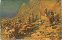 Moses schlägt Wasser aus dem Felsen