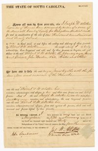 Bill of Sale for Five Enslaved Persons from Joseph W. Allston to Robert F.W. Allston, 1830