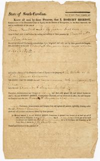 Bill of Sale for the Enslaved Woman Betty from Robert Heriot to Edward A. Benjamin, 1830