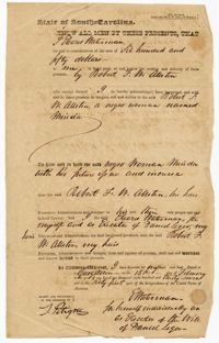 Bill of Sale for the Enslaved Woman Minda from E. Waterman to Robert Francis Withers Allston, 1837