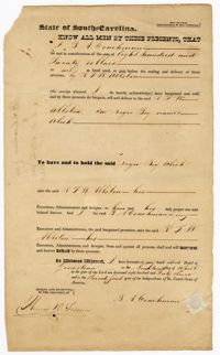 Bill of Sale for the Enslaved Boy Alick from B.A. Coachman to Robert F.W. Allston, 1847