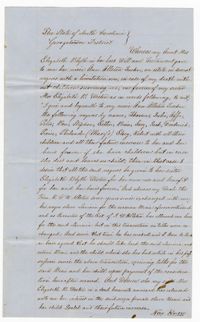 Bill of Sale for the Enslaved Woman Bina and her Child Isabel from Ann Allston Tucker to Robert F.W. Allston, 1854