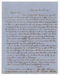 Letter to Robert F.W. Allston from Joseph Blyth Allston, 1854