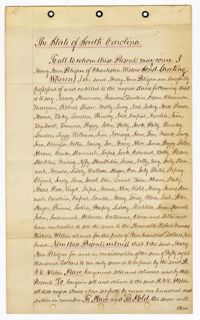 Bill of Sale for 116 Enslaved Persons Purchased by Robert F.W. Allston from Mary Ann Petigru, 1859
