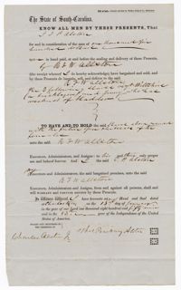 Bill of Sale for the Enslaved Men Wiltshire and Jimmy by Robert F.W. Allston from Joseph Allston, 1859