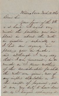 212. H.L. Elliott to James B. Heyward -- March 10, 1864