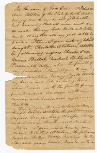 Copy of Charlotte Ann Allston's Will, 1827
