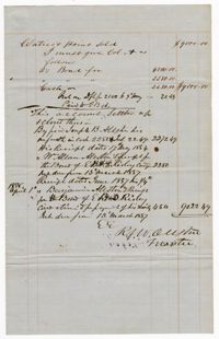 Account Sales of Waties Point Plantation with Bonds Assigned and Receipts Within, 1838