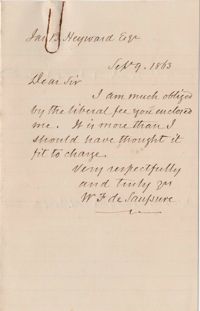 200. W.F. deSaussure to James B. Heyward -- September 9, 1863