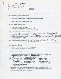 Agenda de la reunión de la organización Tri-County Hispanic American Association del 2 de octubre de 1995  / Tri-County Hispanic Association's Meeting Agenda, 2 October 1995