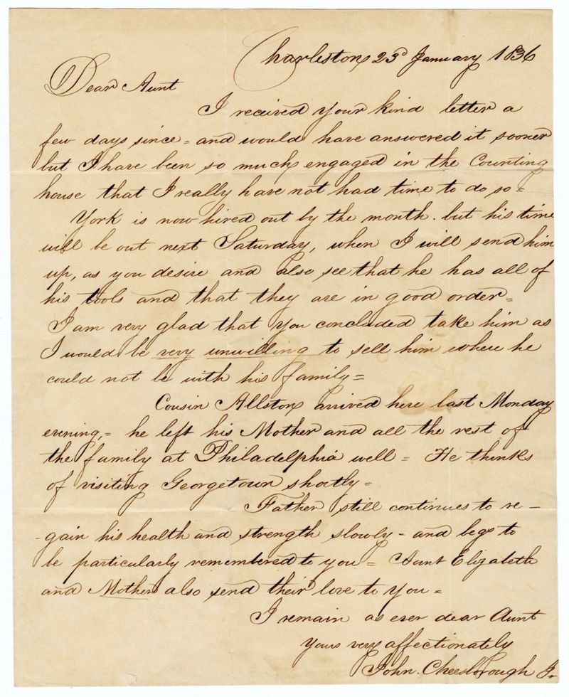 Letter from John Cheeseborough to Elizabeth Frances Blyth, January 23rd ...