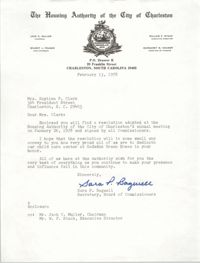 Letter from Sara P. Bagwell to Septima P. Clark, February 13, 1978