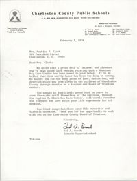 Letter from Ted A. Beach to Septima P. Clark, February 7, 1978