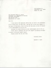 Letter from Septima P. Clark to Samuel R. Pierce, August 29, 1985