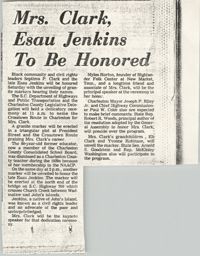 Newspaper Article, Clark and Jenkins Honored