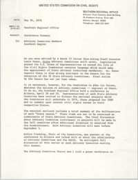 Memorandum from Bobby D. Doctor to Advisory Committee Members, Southern Region, United States Commission on Civil Rights, May 26, 1978