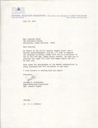 Letter from National Education Association to Septima P. Clark, H. Councill Trenholm Memorial Award, July 16, 1976