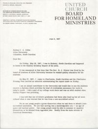 Letter from United Church Board for Homeland Ministries to Bishop C. A. Gibbs, June 9, 1967