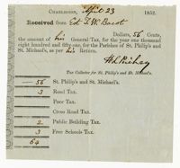 Tax Collectors Bill for Thomas Wright Bacot, 1852
