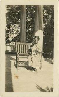 Woman and Dog on Bench